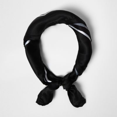 Black slogan print neck scarf